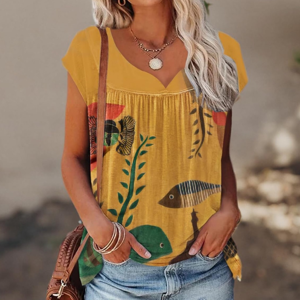 Women's Yellow Graphic Top
